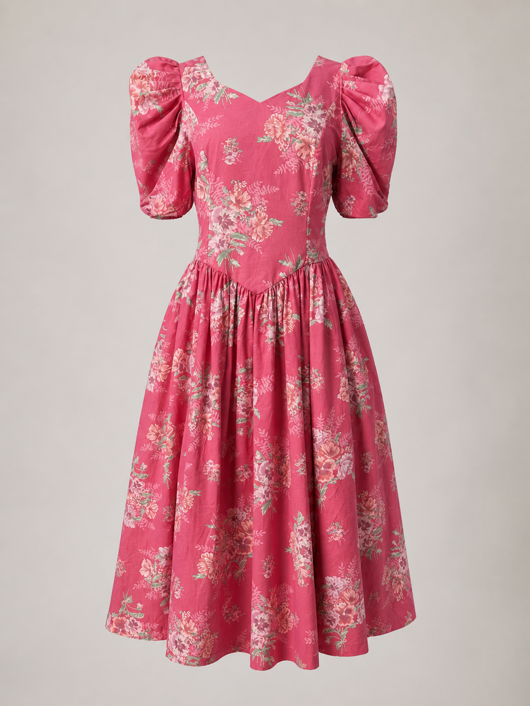 Robe longue romantique Laura Ashley en coton fleuri vintage à nœud dos