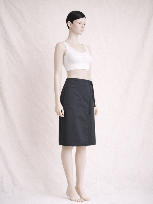 Authentic black wrap skirt Courrèges Paris vintage