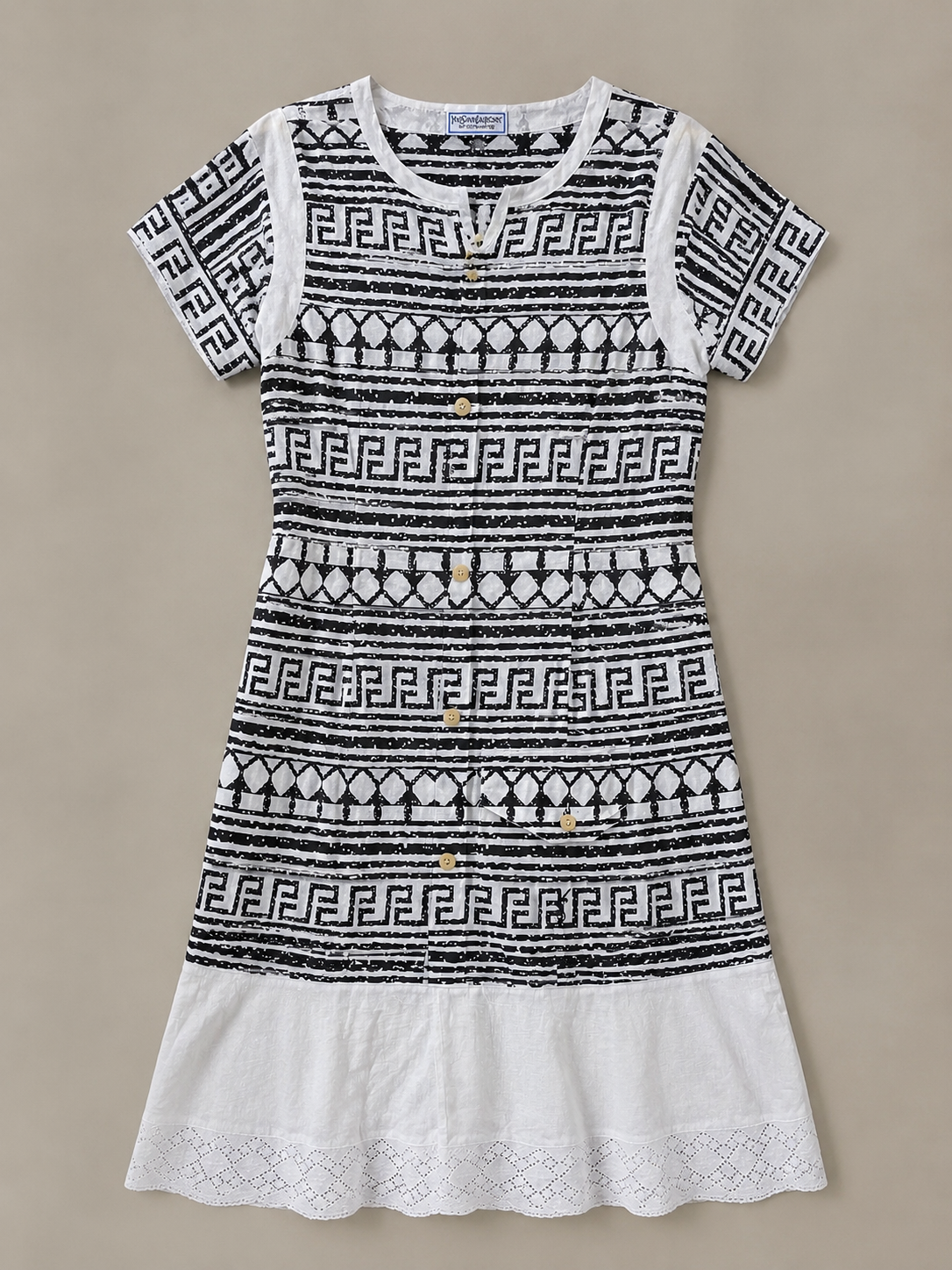 Authentique robe Yves Saint Laurent Beachwear en coton léger noir et blanc vintage