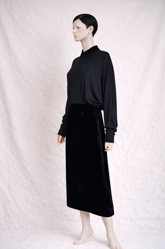 Authentic long dress Lanvin Paris silk velvet open back vintage