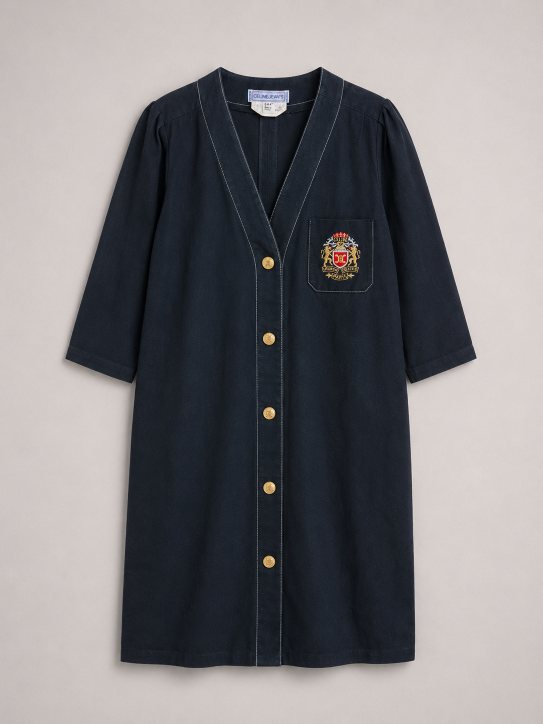 Robe en jean noire CELINE JEANS Paris vintage authentique