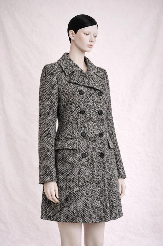 Authentic Dolce & Gabbana Vintage Black and White Tweed Coat