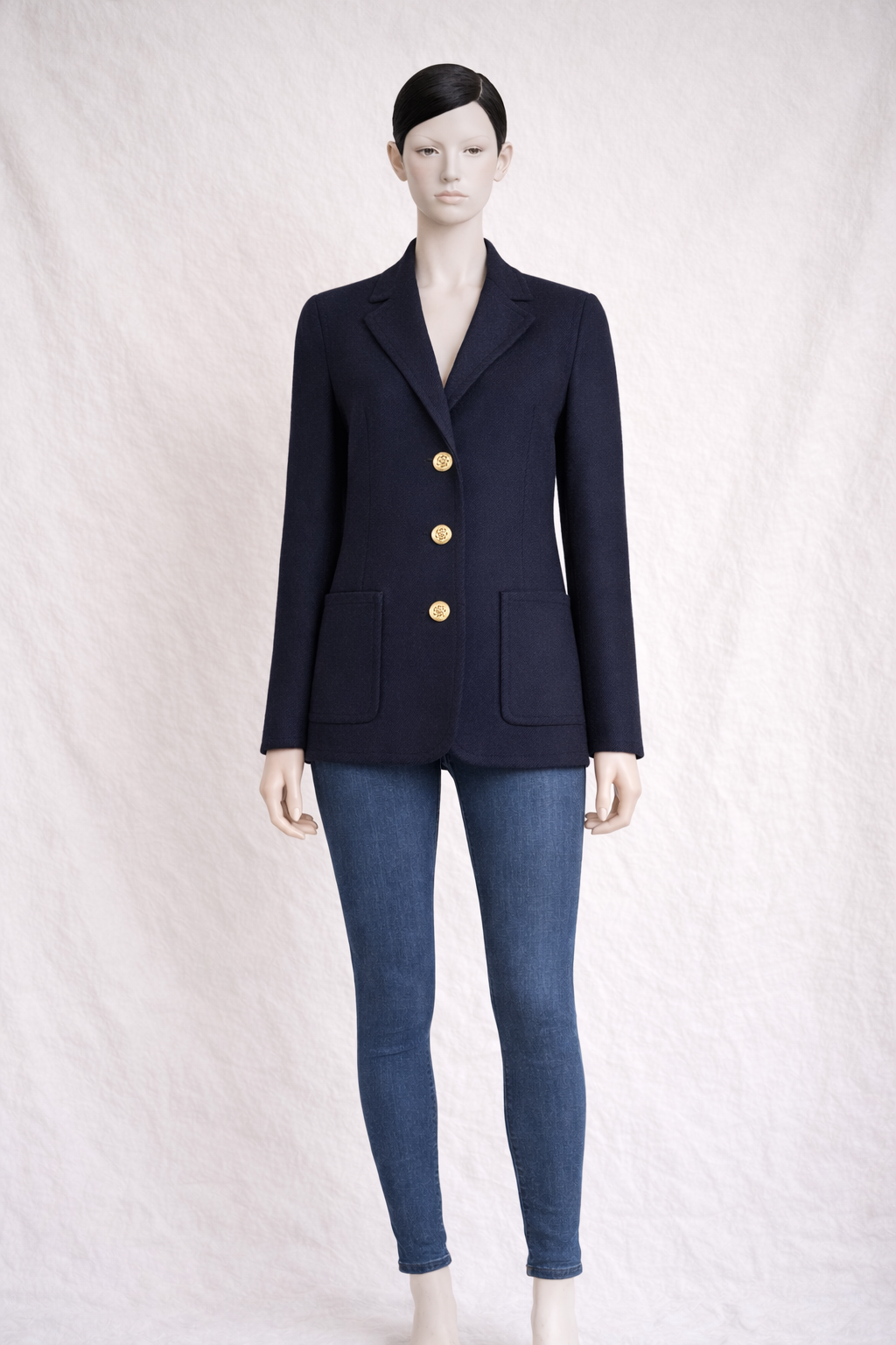Blazer Burberry authentique en laine épaisse bleu marine