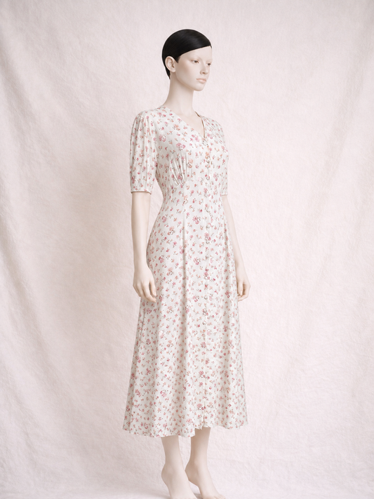Robe romantique Laura Ashley en viscose à imprimé floral vintage