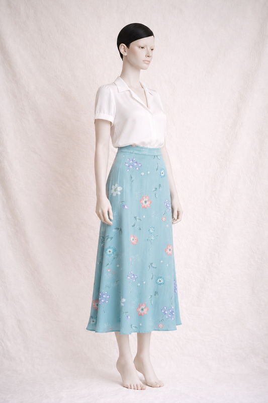 Jupe longue azurée Laura Ashley vintage