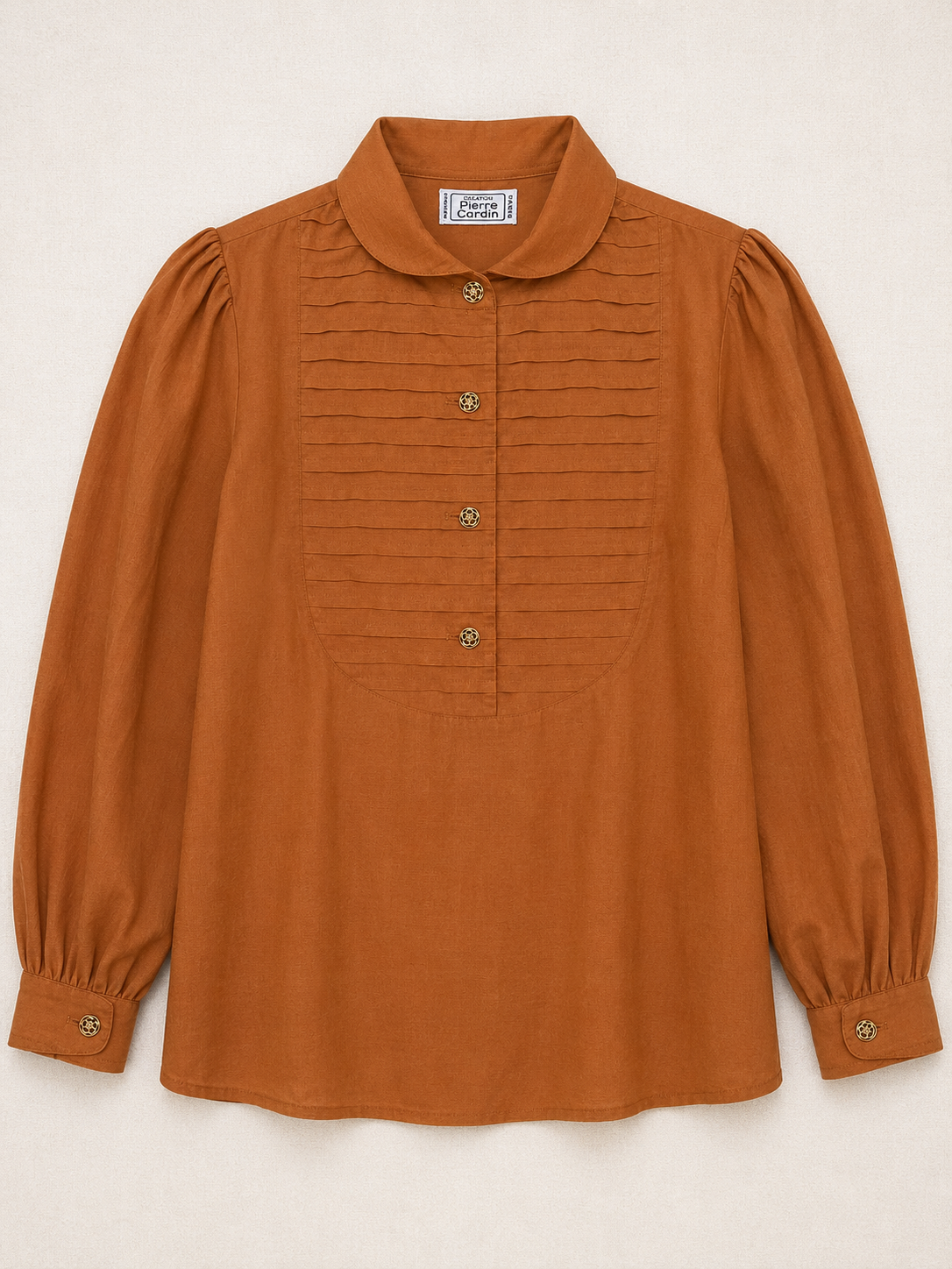 Blouse en coton léger terracotta Pierre Cardin Paris vintage authentique neuve