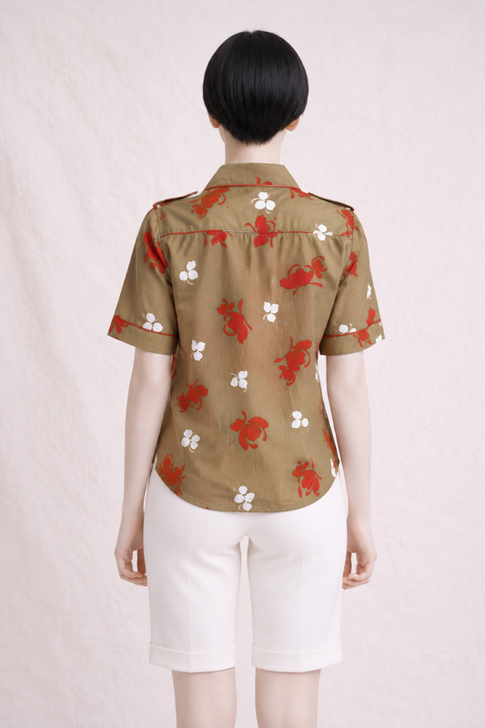 Chemise saharienne en coton léger Louis Féraud Paris vintage
