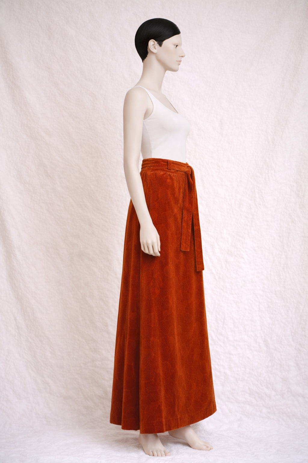 Jupe longue vintage en velours côtelé rouille Torrente – Édition Paris vintage