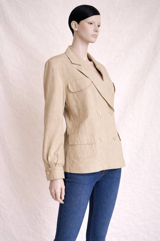 Beige oversized short safari trench Karl Lagerfeld vintage