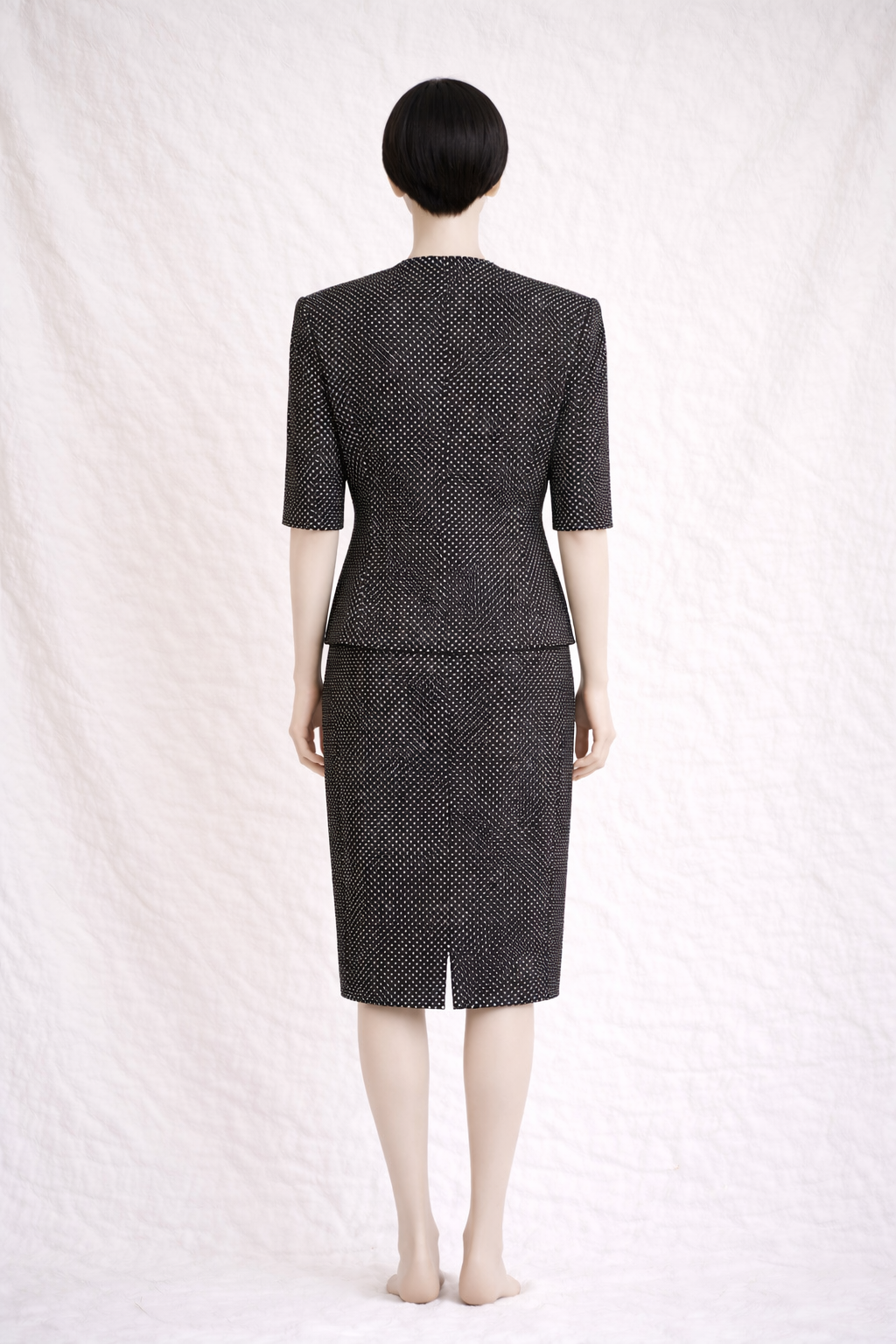 Ensemble tailleur jupe et blazer à petits pois Pierre Cardin vintage