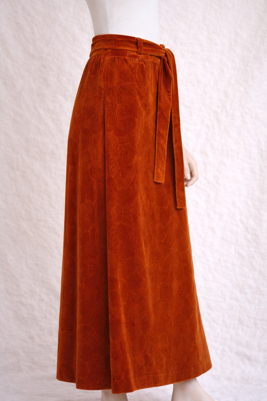 Jupe longue vintage en velours côtelé rouille Torrente – Édition Paris vintage