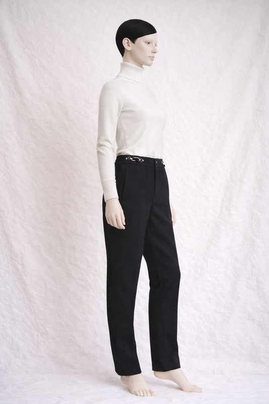 Hermès Black Wool Trousers with Authentic Metal Details