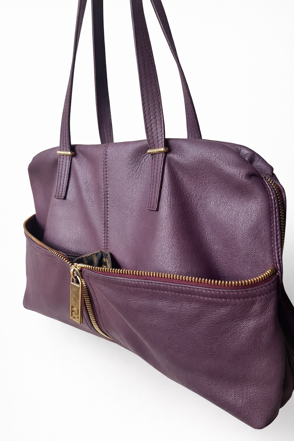 Sac en cuir prune Fendi authentique