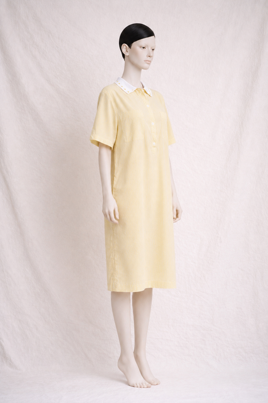 Authentic vintage light yellow cotton shirt dress Burberry