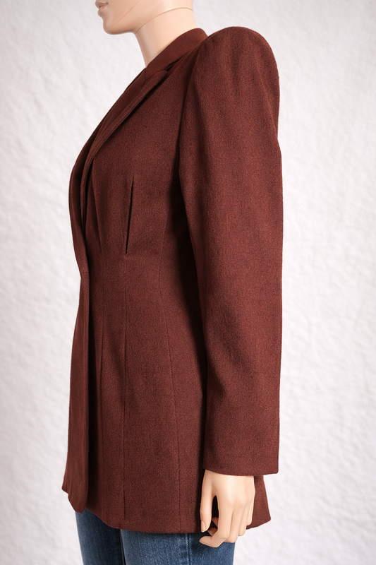 Brown wool blazer Emmanuelle Khanh Paris authentic vintage circa 80