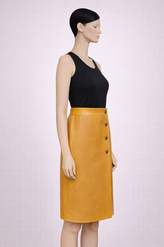 Authentic vintage Chanel camel lambskin wrap skirt