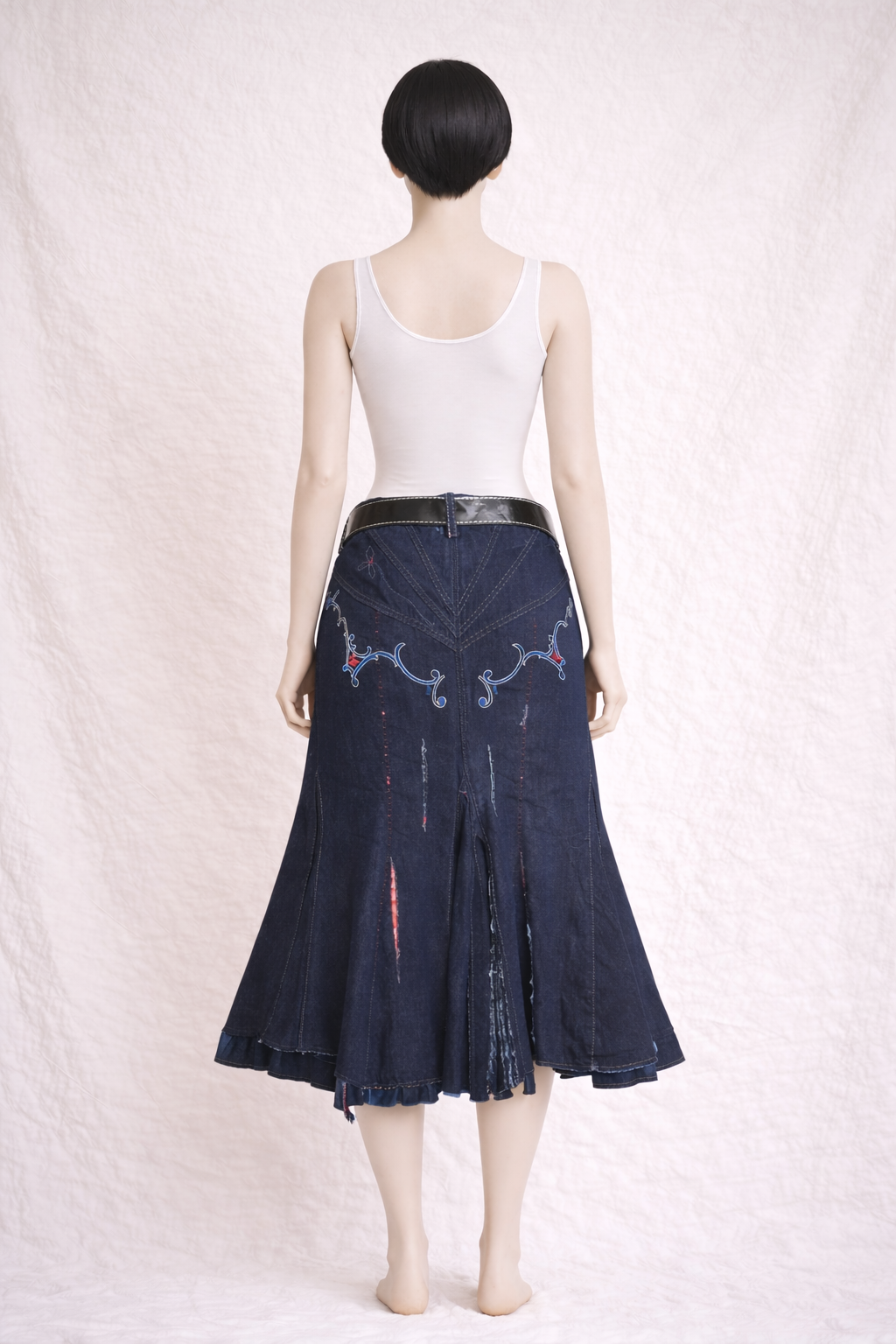 Superbe jupe en denim Marithé + François Girbaud vintage authentique