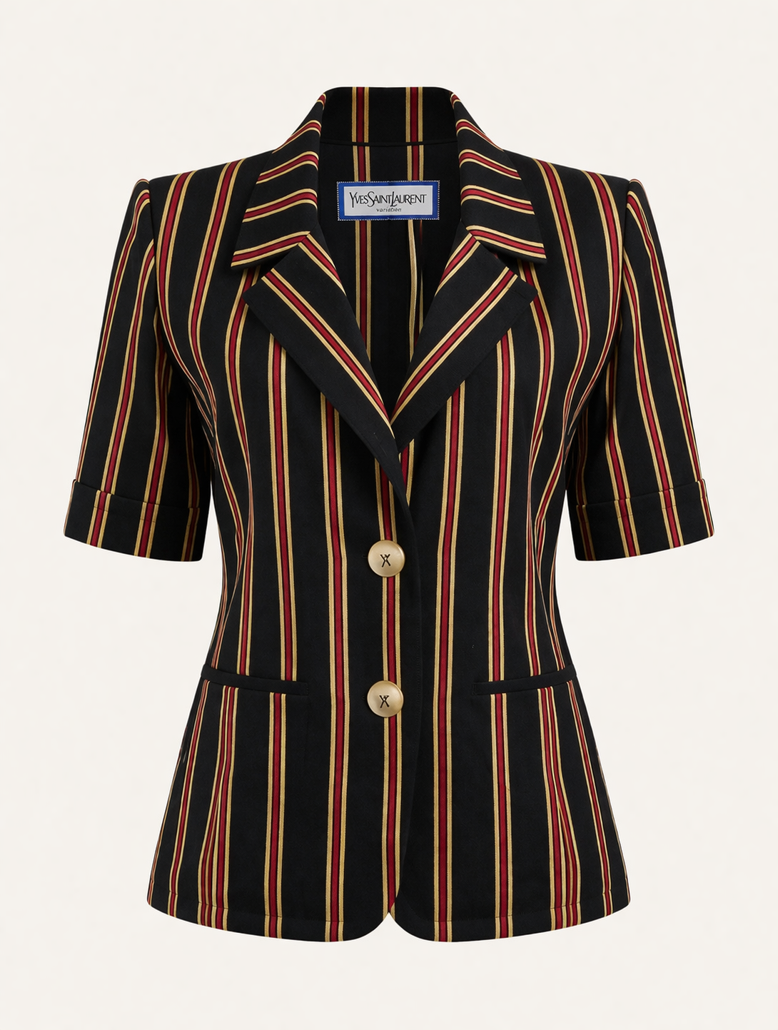 Blazer manches courts à rayures Yves Saint Laurent vintage authentique