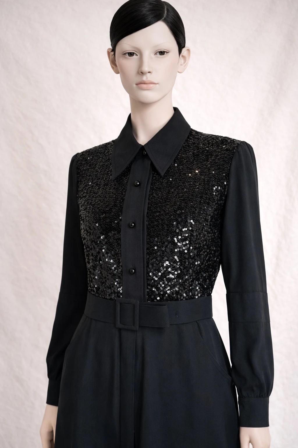 Robe noire à sequins authentique Nina Ricci Mademoiselle Ricci vintage