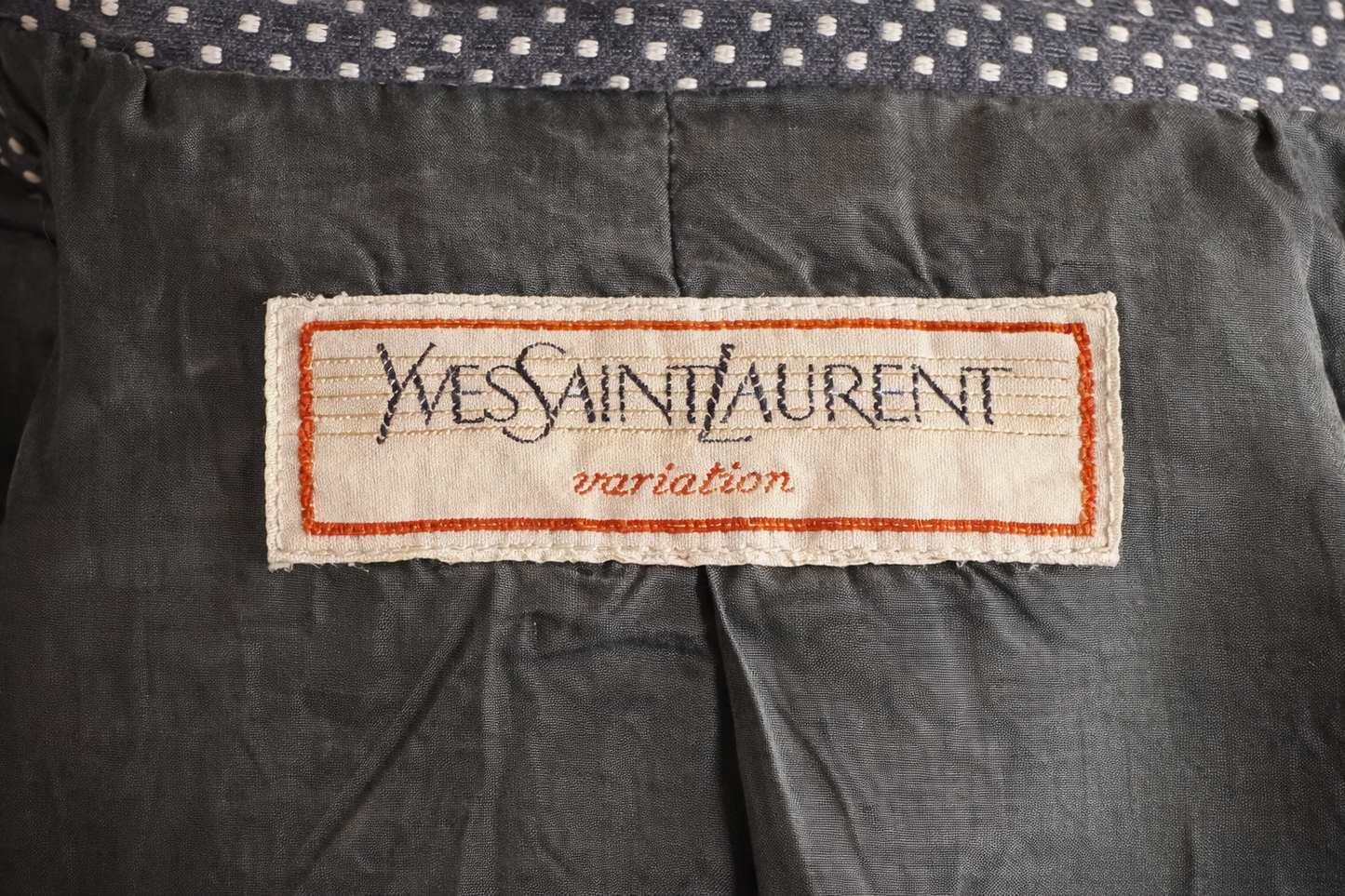 Blazer authentique Yves Saint Laurent Variation à pois bleu marine vintage