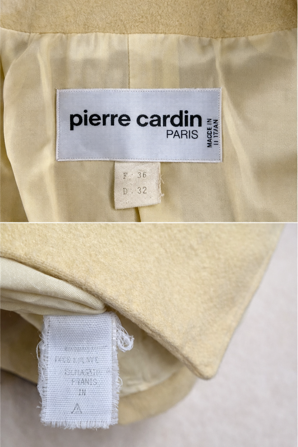 Blazer en cachemire et soie jaune Pierre Cardin vintage