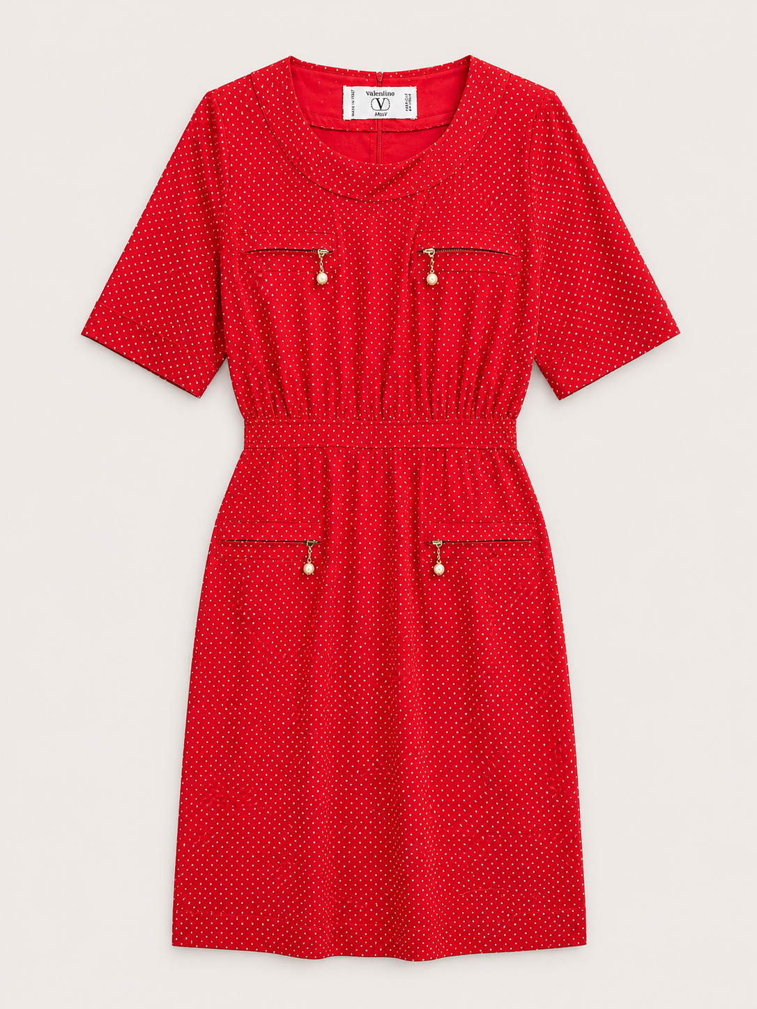Robe en soie rouge à pois Valentino Miss V vintage authentique
