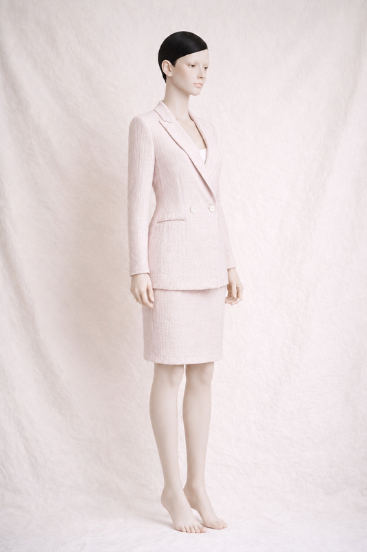 Ensemble tailleur en soie sauvage rose poudré Gianfranco Ferré neuf