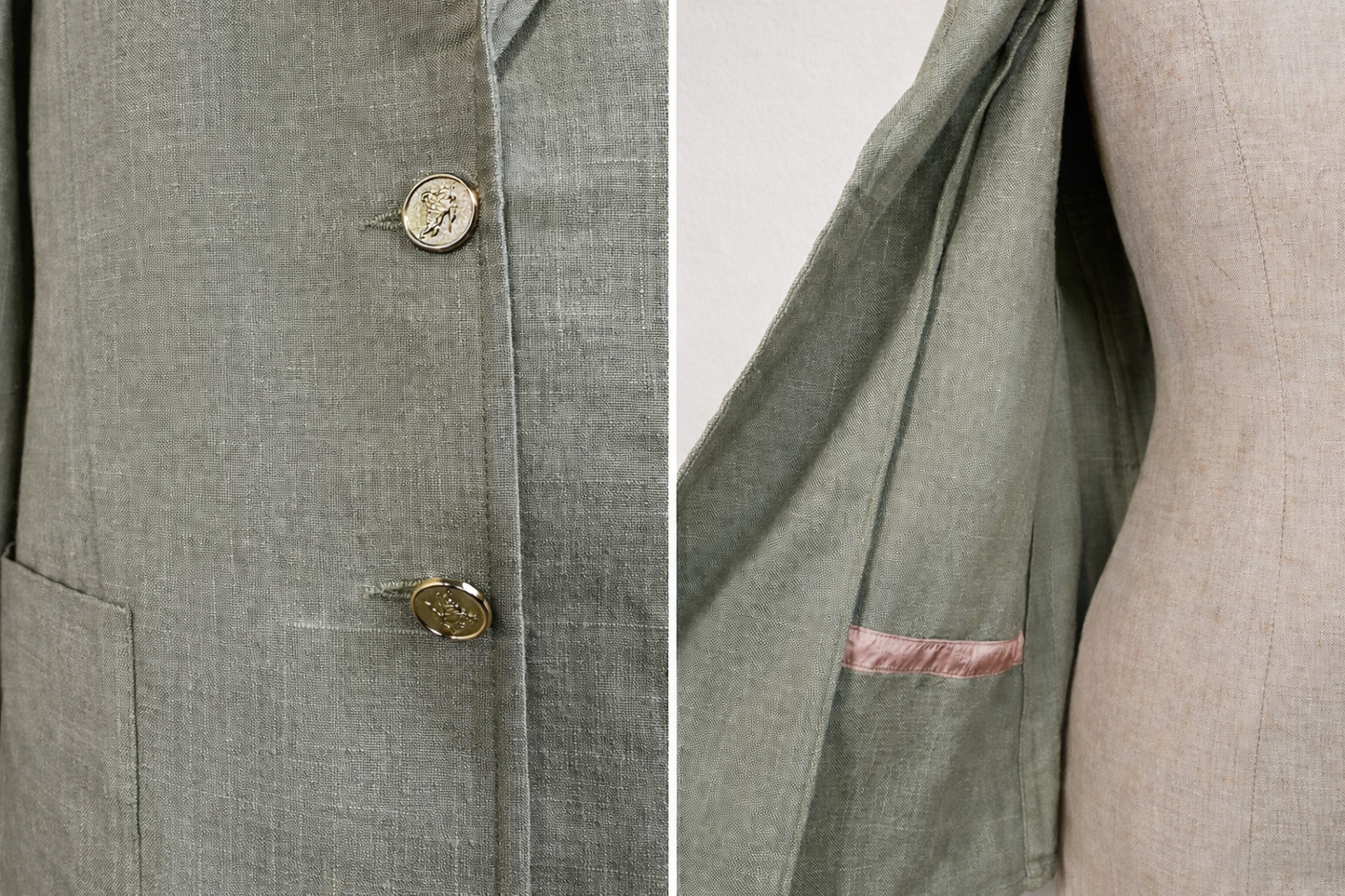 Blazer en lin olive Burberry vintage authentique