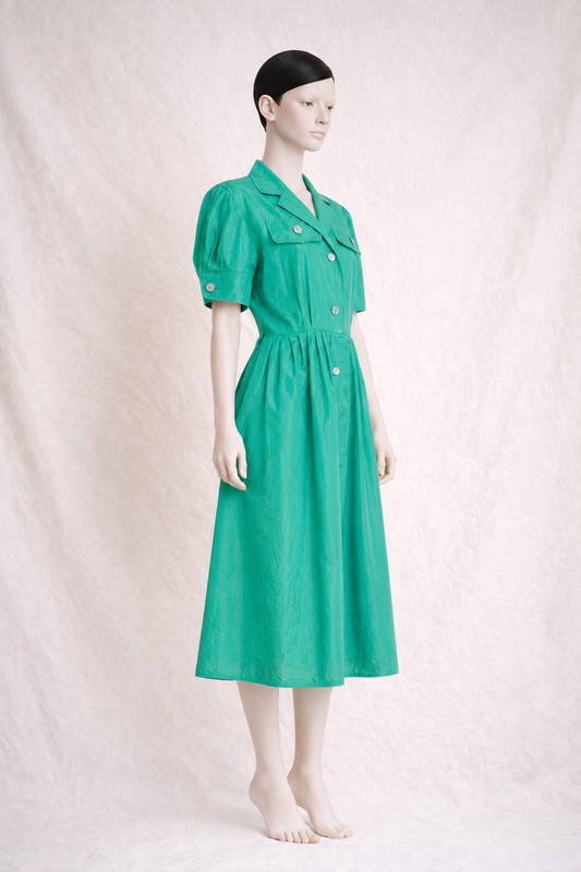 Robe en coton vert émeraude Yves Saint Laurent vintage authentique
