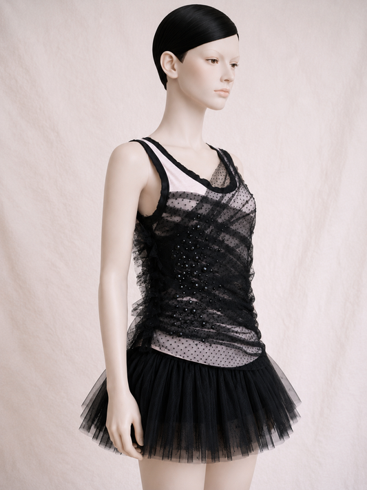 Authentic Valentino T-Shirt Couture Black Top with Powder Pink Base