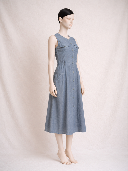 Robe en denim chambray Cacharel vintage authentique