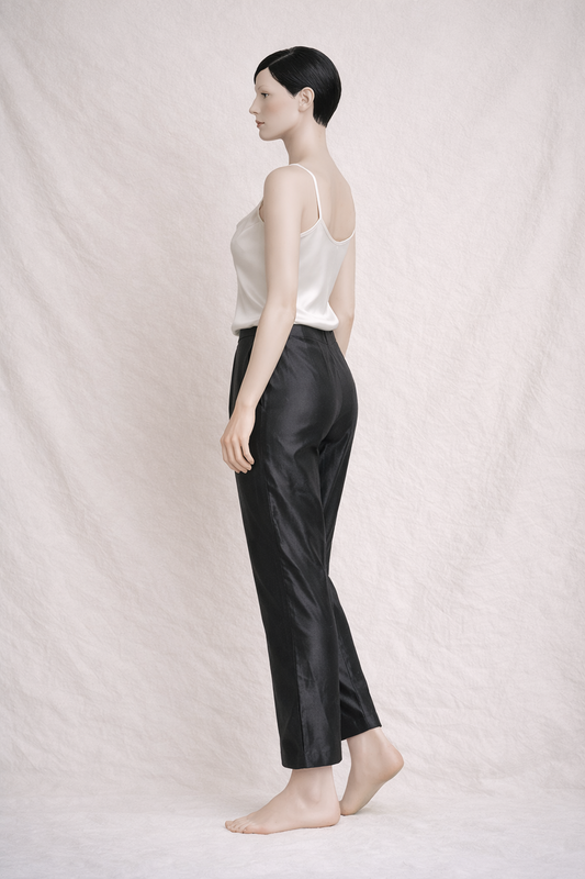 Pantalon en soie sauvage noire Yves Saint Laurent vintage authentique