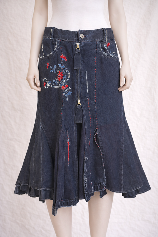 Superbe jupe en denim Marithé + François Girbaud vintage authentique