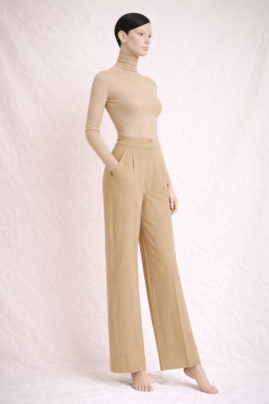 Authentic wide-leg trousers Dries Van Noten in beige viscose