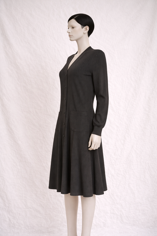 Elegant black dress Hermès Paris in wool