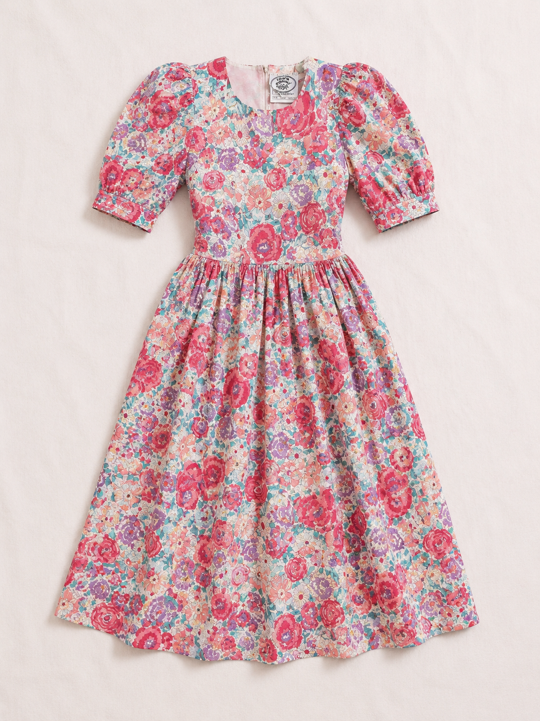 Robe d'été longue Laura Ashley Great Britain en coton floral vintage