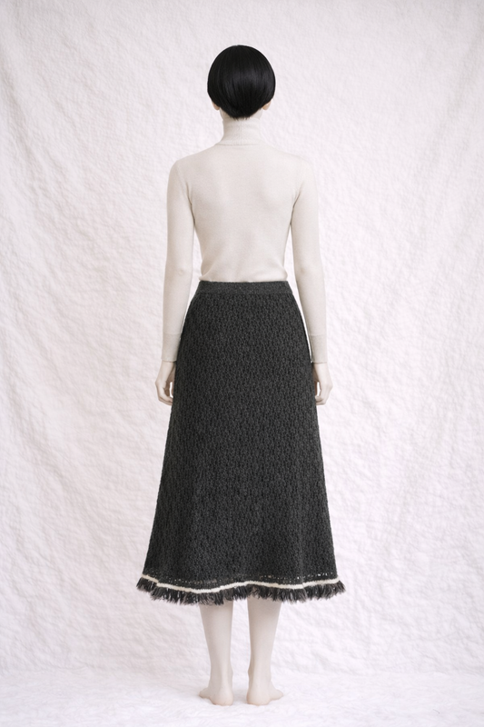Authentic Chanel Grey Anthracite Knit Skirt