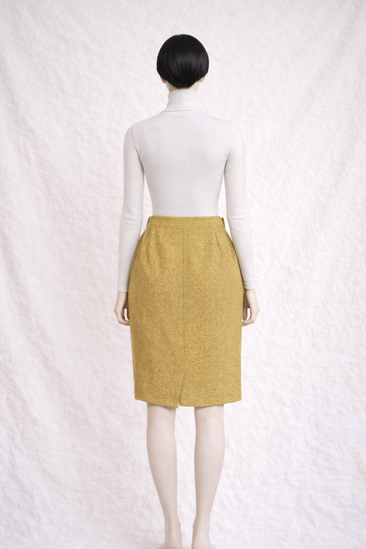 Authentic vintage mustard yellow wool skirt by Yves Saint Laurent