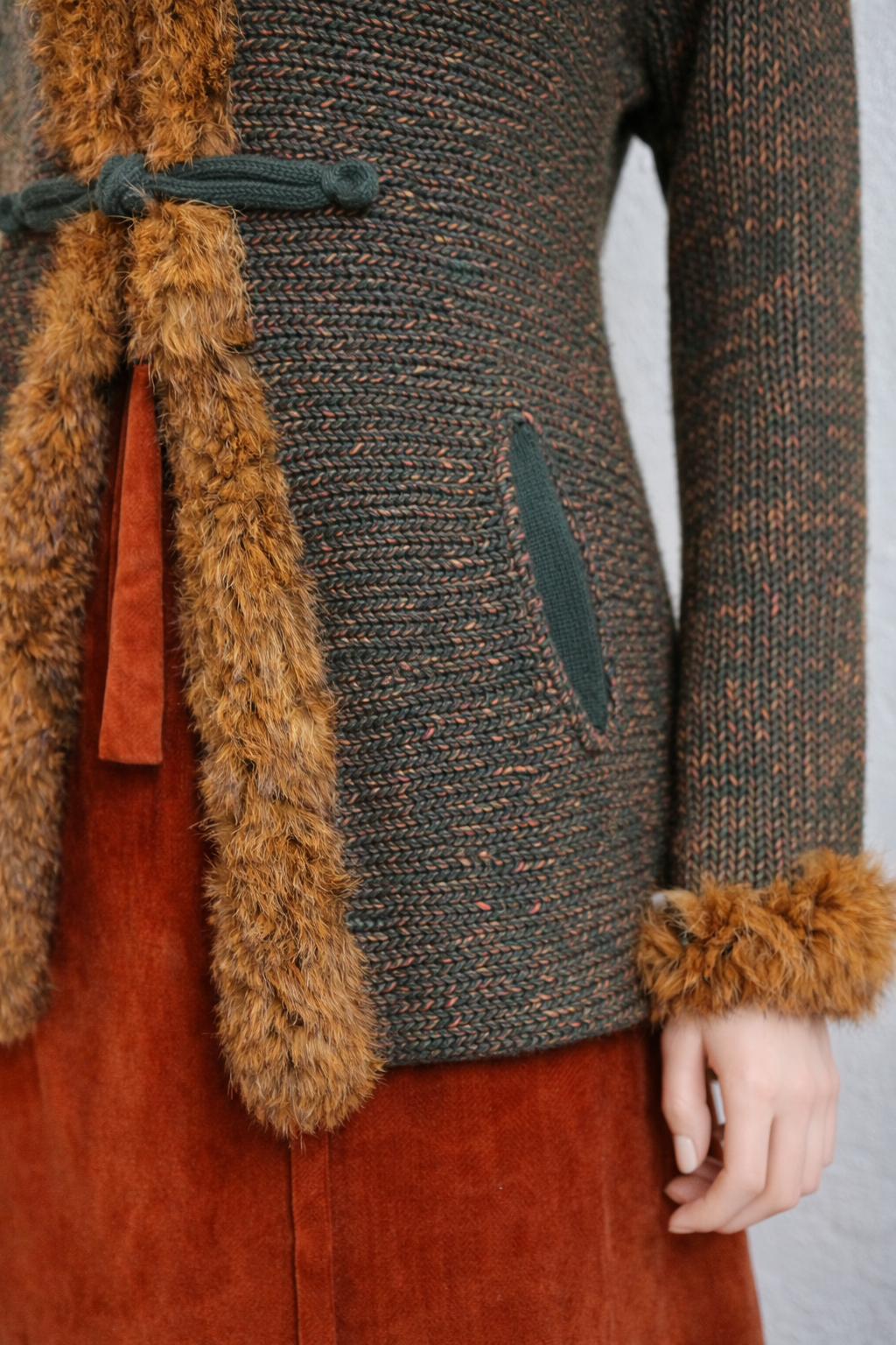Cardigan Etro Milano en maille chinée et col fourrure de lapin