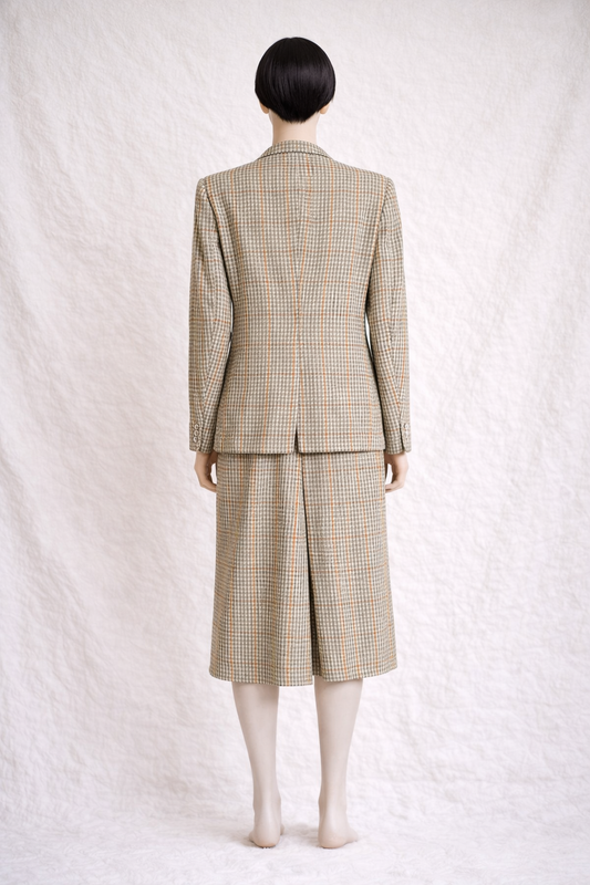 Burberrys authentic skirt suit and blazer in wool tweed