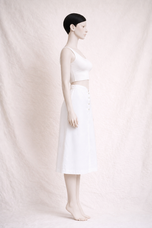 White cotton skirt Courrèges minimalist and futuristic authentic vintage