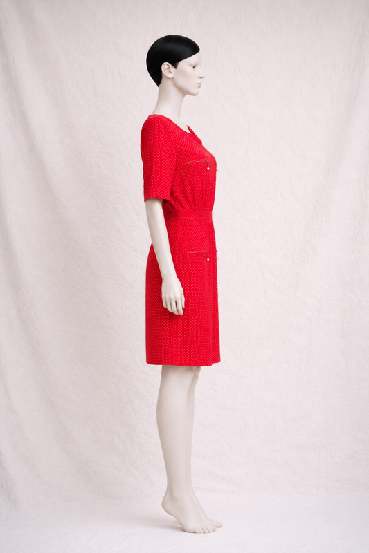 Authentic vintage red silk polka dot dress Valentino Miss V