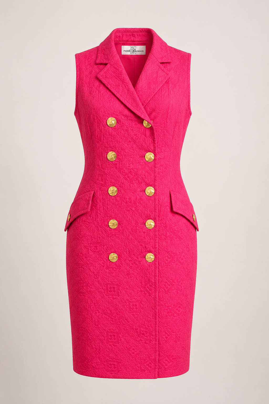 Robe d'été en jacquard fuchsia Pierre Balmain Paris vintage authentique