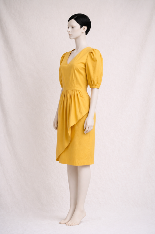 Guy Laroche Boutique Paris vintage dress in saffron yellow cotton