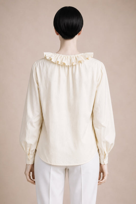 Vintage ruffled blouse Kenzo Paris authentic in ecru cotton