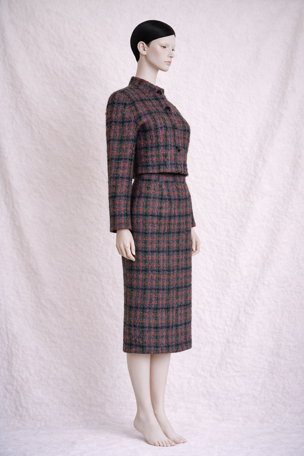 Ensemble tailleur jupe authentique Pierre Cardin en laine tweed vintage