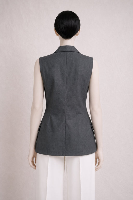 Authentic Lanvin Paris Vintage Black Silk Waistcoat