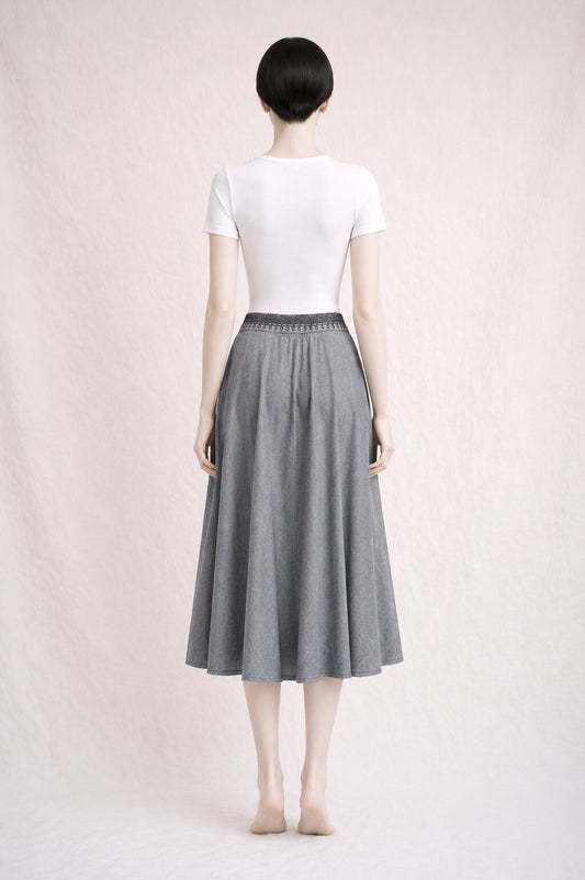Authentic Vintage Kenzo Denim Skirt in Light Grey