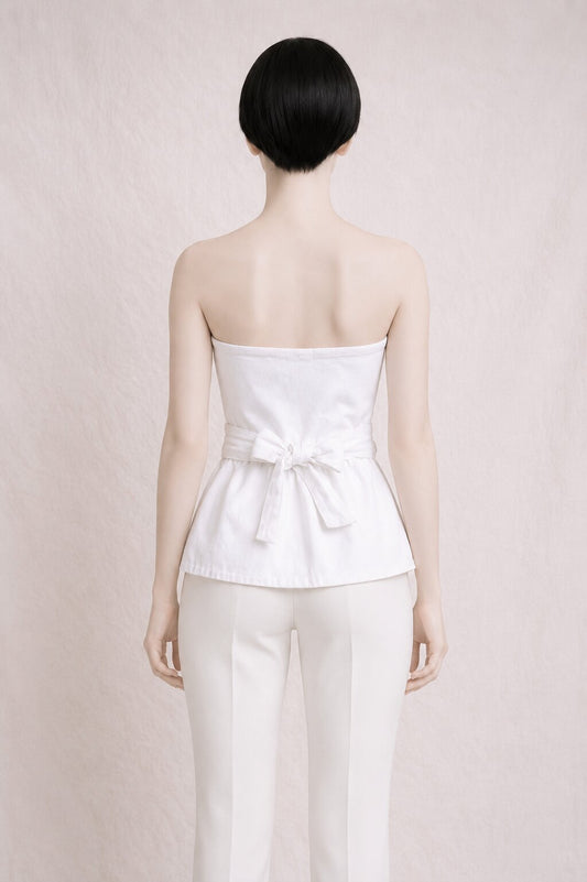Authentic Yves Saint Laurent Rive Gauche Vintage Cotton Bustier