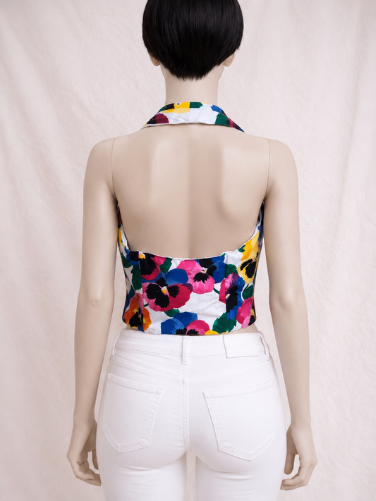 Authentic vintage floral cotton top Lanvin Paris